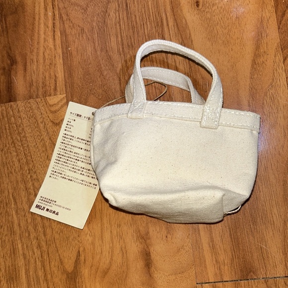 NWT Muji Mini Canvas Tote Bag Natural Beige From Japan - Picture 2 of 9